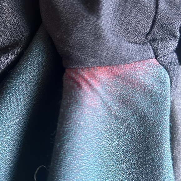 Vintage EMBLEM Black Blazer w Gold Zipper, Purple and Green Color Block Sz 7/8 - Picture 7 of 7